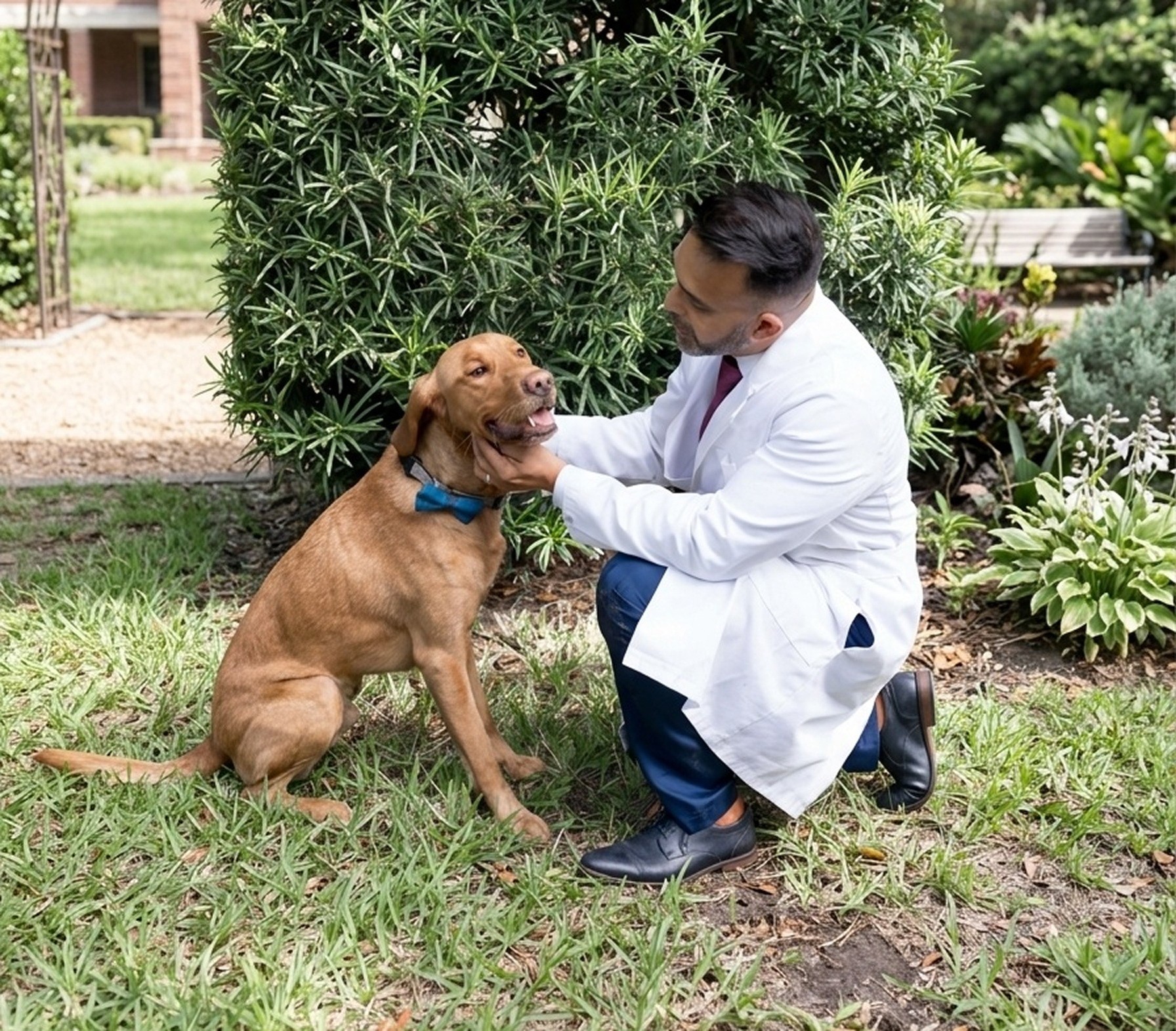 advanced veterinary care doctor with a dog